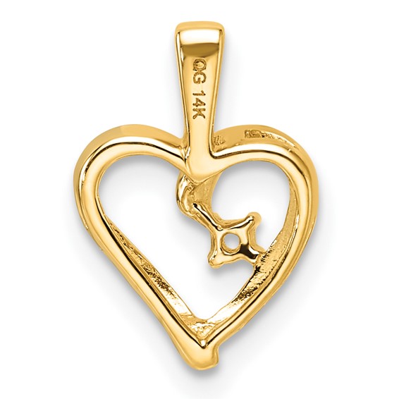 14k Holds 1-1.7mm Stone Heart Pendant Mounting