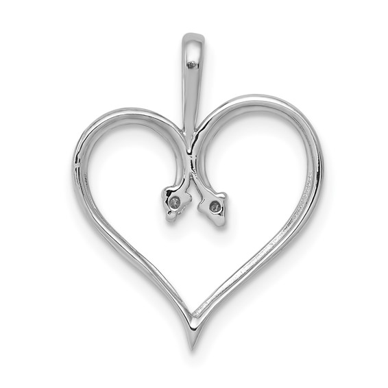 14k White Gold .02 carat AA Diamond Heart Pendant