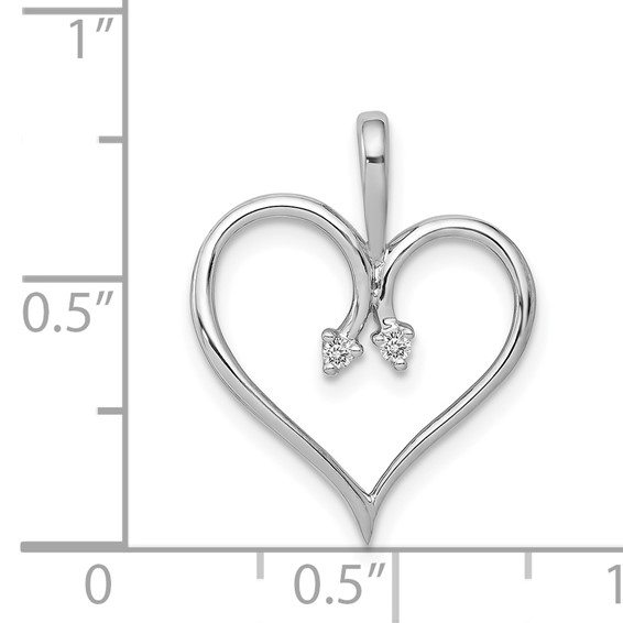14k White Gold .02 carat AA Diamond Heart Pendant