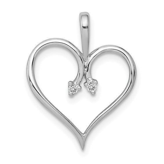 14k White Gold .02 carat AA Diamond Heart Pendant