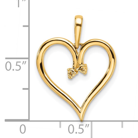 14k Holds 2-1.4mm Stones Heart Pendant Mounting