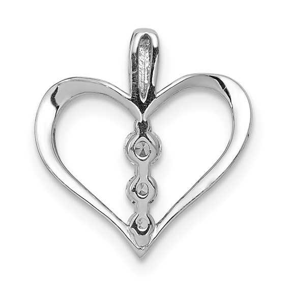 14k White Gold 1/10 carat Diamond 3-stone Heart Pendant