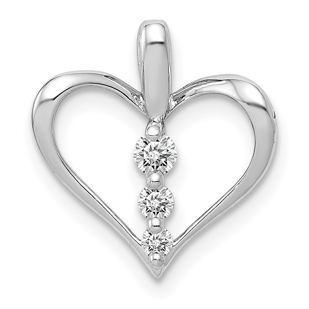 14k White Gold 1/10ct. Diamond 3-stone Heart Pendant (PM4822-010-WA)