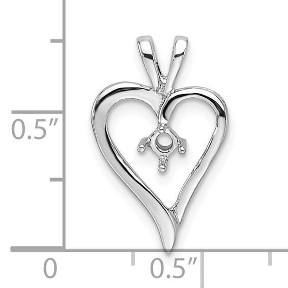 14k White Gold Holds 1-3.0mm Stone Heart Pendant Mounting
