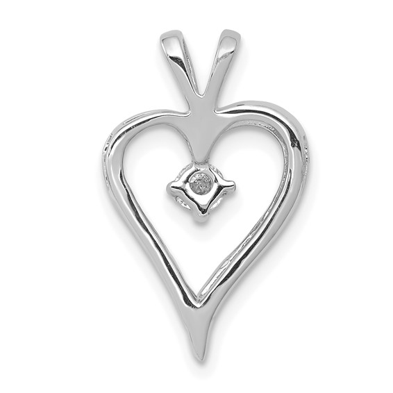 14k White Gold 1/10 carat AA Diamond Heart Pendant