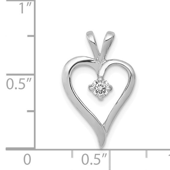 14k White Gold 1/10 carat AA Diamond Heart Pendant