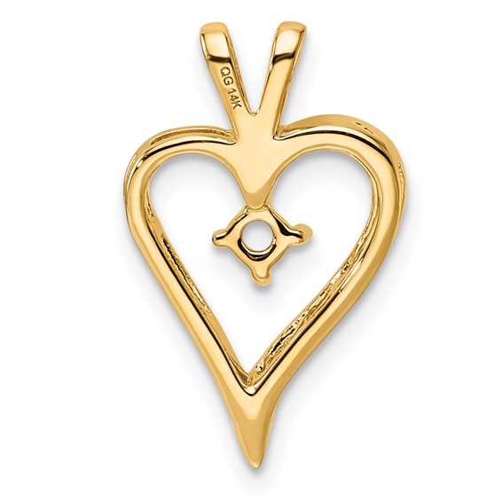 14k Holds 1-3.0mm Stone Heart Pendant Mounting