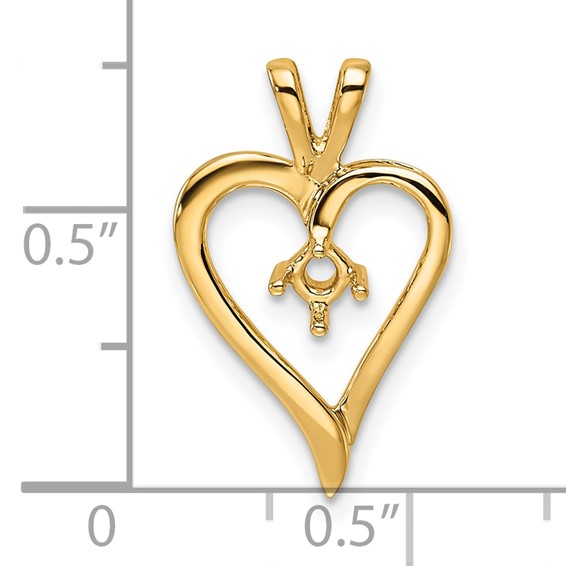 14k Holds 1-3.0mm Stone Heart Pendant Mounting