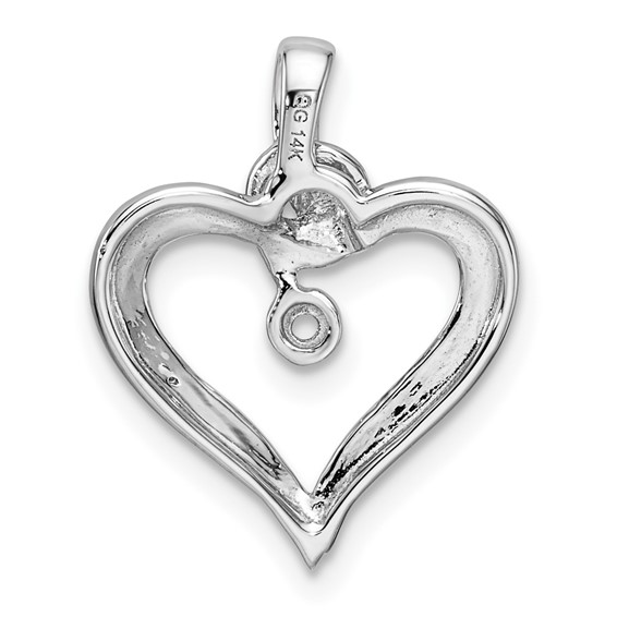 14k White Gold Holds 1-1.4mm Stone Heart Pendant Mounting