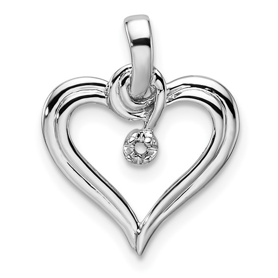 14k White Gold Holds 1-1.4mm Stone Heart Pendant Mounting