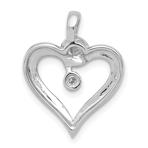 14k White Gold .01 carat AA Diamond Heart Pendant