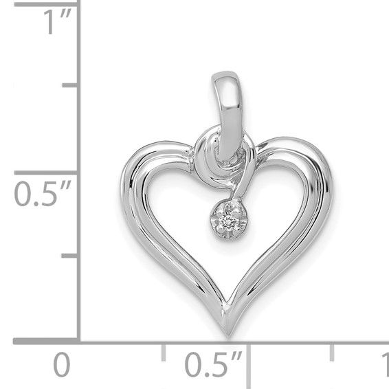 14k White Gold .01 carat AA Diamond Heart Pendant