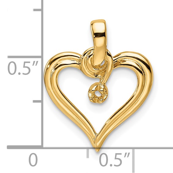 14k Holds 1-1.4mm Stone Heart Pendant Mounting