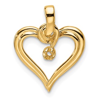 14k Holds 1-1.4mm Stone Heart Pendant Mounting