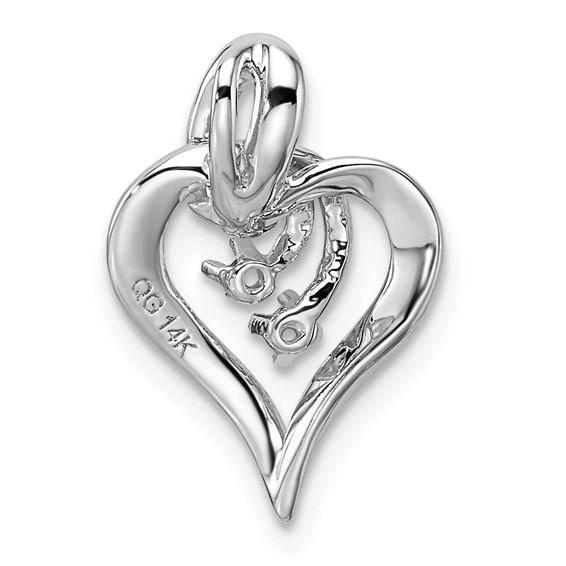 14k White Gold Holds 2-1.6mm Stones Fancy Heart Mounting