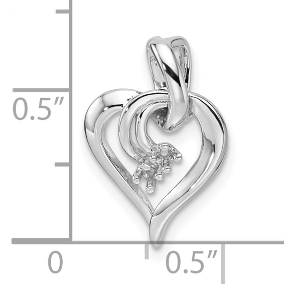 14k White Gold Holds 2-1.6mm Stones Fancy Heart Mounting