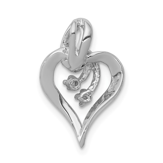 14k White Gold 1/20 carat AA Diamond Fancy Heart Pendant