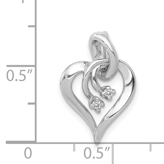 14k White Gold 1/20 carat AA Diamond Fancy Heart Pendant