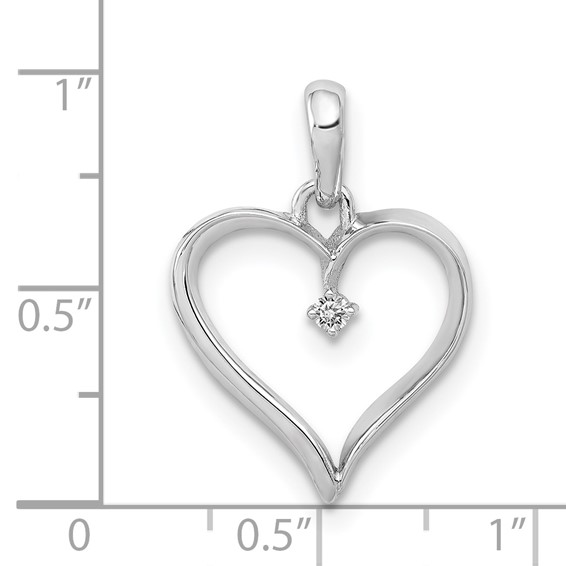 14K White Gold 1/20 carat Diamond Heart Pendant
