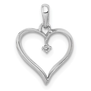 14K White Gold 1/20 carat Diamond Heart Pendant