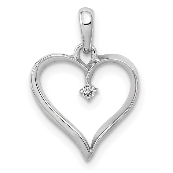 14K White Gold 1/20 carat Diamond Heart Pendant