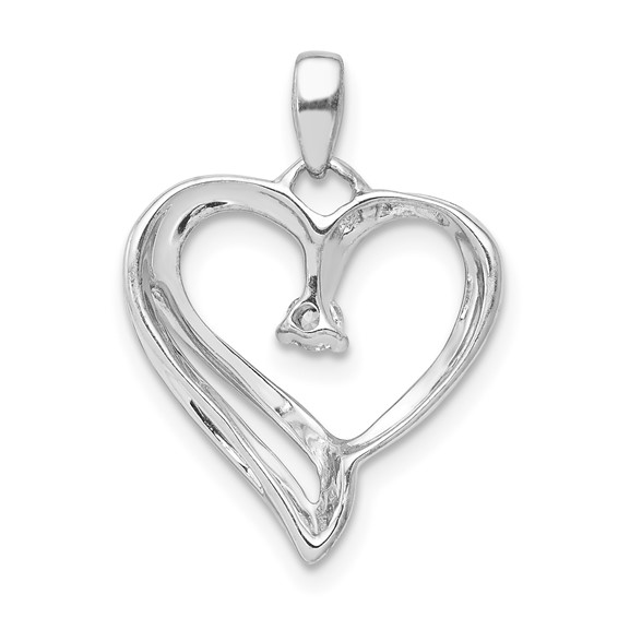 14k White Gold 1/15 carat Diamond Heart Pendant