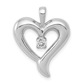 14k White Gold Holds 1-2.9mm Stone Heart Pendant Mounting