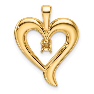 14k Holds 1-2.9mm Stone Heart Pendant Mounting