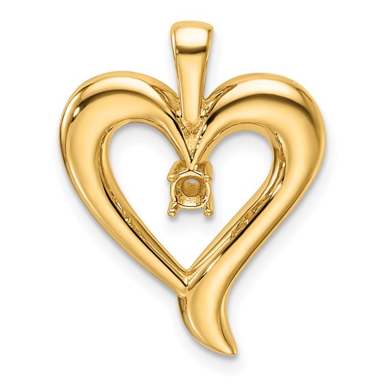 14k Holds 1-2.9mm Stone Heart Pendant Mounting