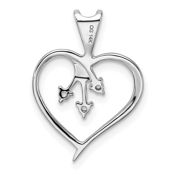 14k White Gold Holds 3-1.6mm Stones Heart Pendant Mounting