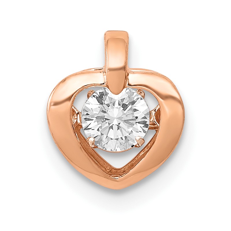 14k Rose Gold 1/4 carat Lab Grown Diamond VS/SI+ G+ Complete Vibrant Heart Pendant