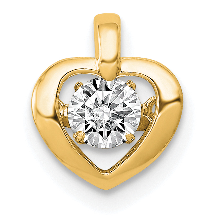14k 1/4 carat Lab Grown Diamond VS/SI+ G+ Complete Vibrant Heart Pendant (PM4833-025-YLG)