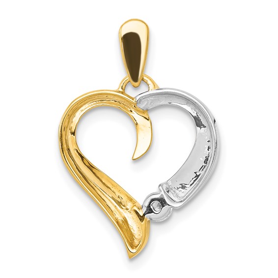 14k Two-tone 1/15 carat Diamond Heart Pendant