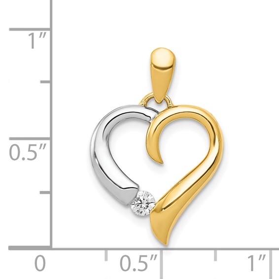 14k Two-tone 1/15 carat Diamond Heart Pendant