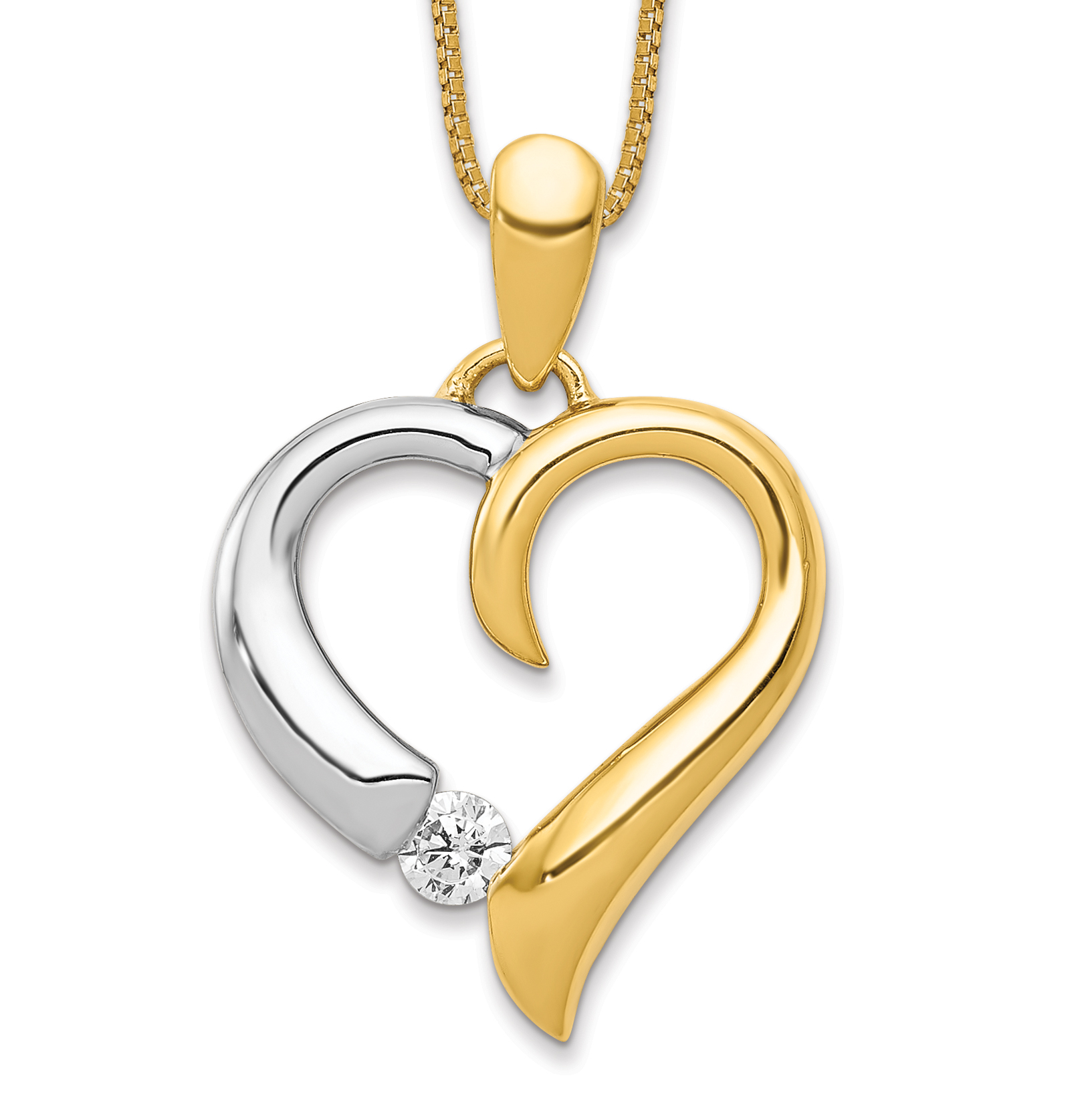 14k Two-tone 1/15ct. Diamond Heart Pendant (PM4835-007-YWA)