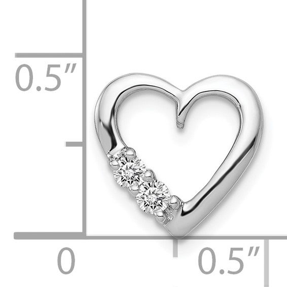 14k White Gold 1/10 carat Diamond Heart Chain Slide