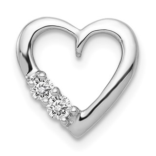 14k White Gold 1/10 carat Diamond Heart Chain Slide
