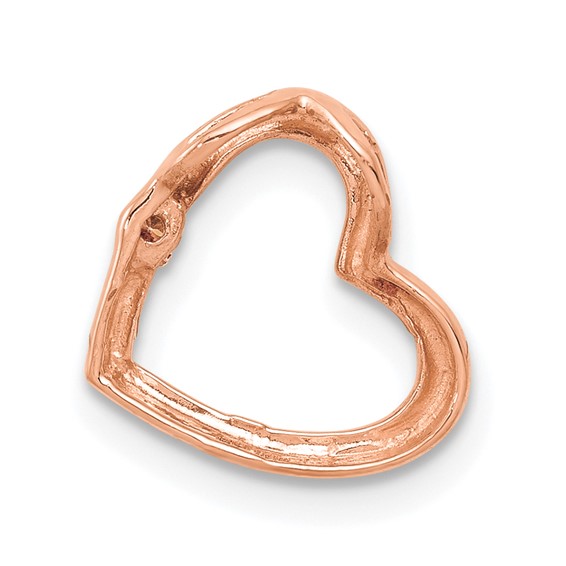 14k Rose Gold Holds 1/1.7mm Stone Heart Chain Slide Mounting