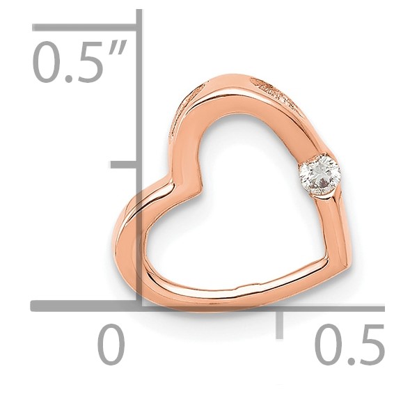 14k Rose Gold Holds 1/1.7mm Stone Heart Chain Slide Mounting