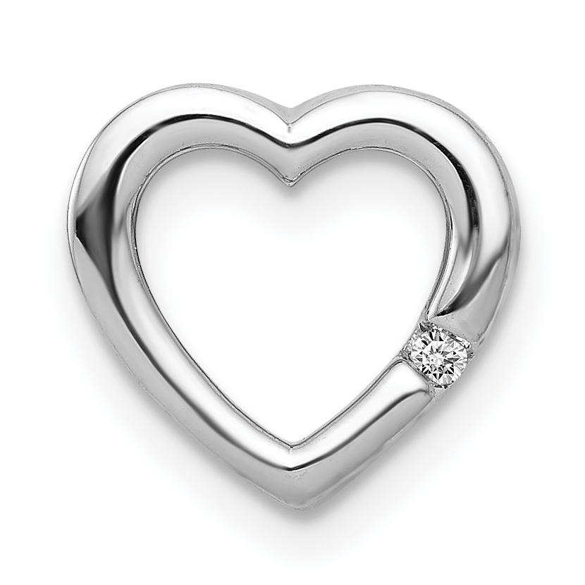 14k White Gold .01ct. Diamond Heart Chain Slide (PM4838-001-WA)