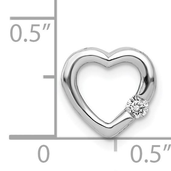 14k White Gold 1/20 carat Diamond Heart Chain Slide