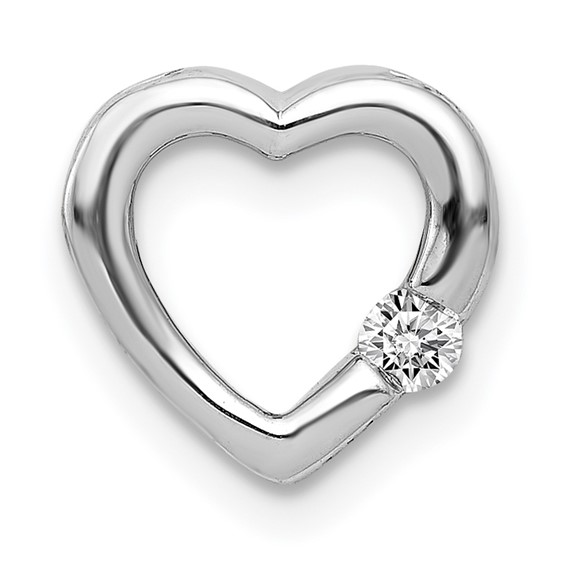 14k White Gold 1/20 carat Diamond Heart Chain Slide