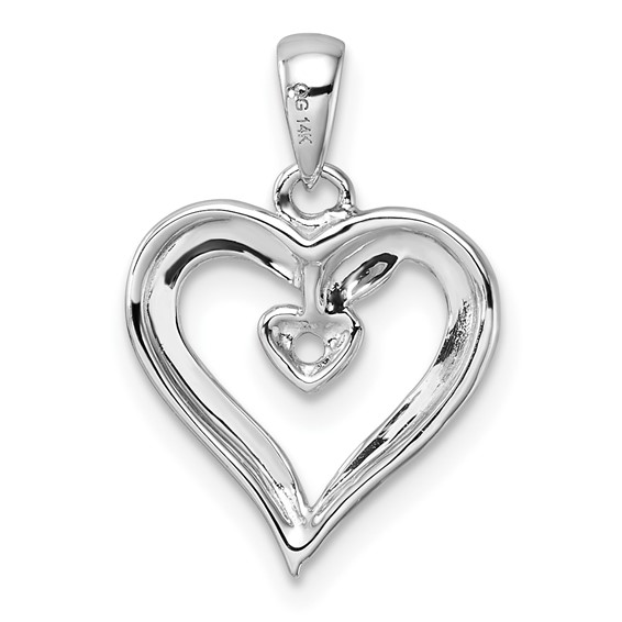 14k White Gold Holds 1-1.6mm Stone Heart Pendant Mounting