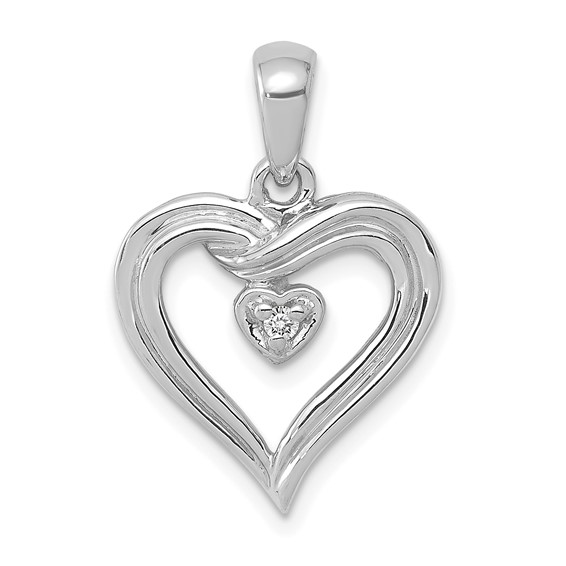 14k AA Diamond Heart Pendants