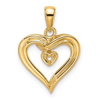 14k Holds 1-1.6mm Stone Heart Pendant Mounting