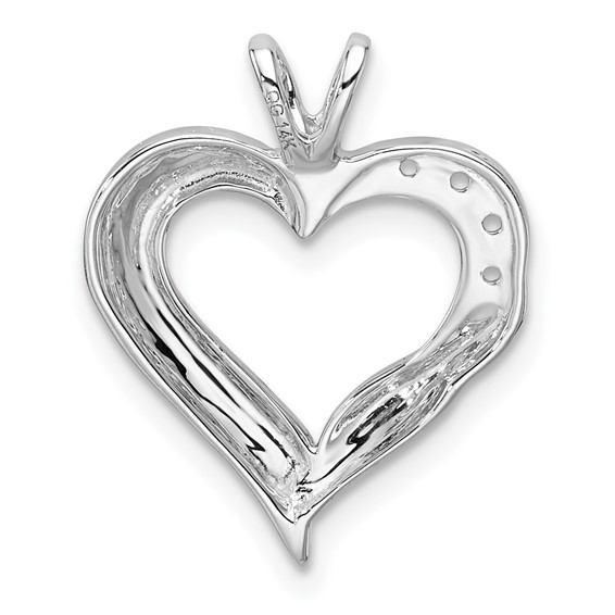14k White Gold Holds 2-1.4mm/2-1.6mm Stones Heart Pendant Mounting