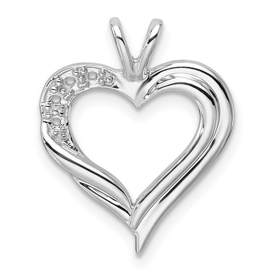 14k White Gold Holds 2-1.4mm/2-1.6mm Stones Heart Pendant Mounting