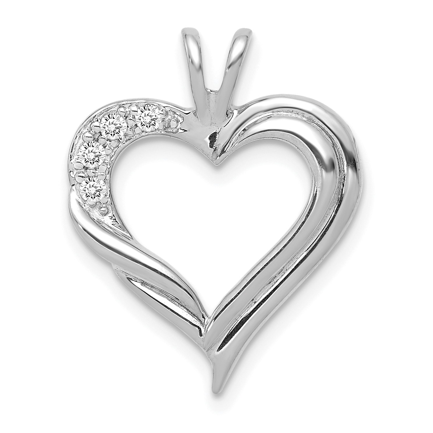 14k White Gold Diamond Fancy Heart Pendant (PM4844-005-WA)