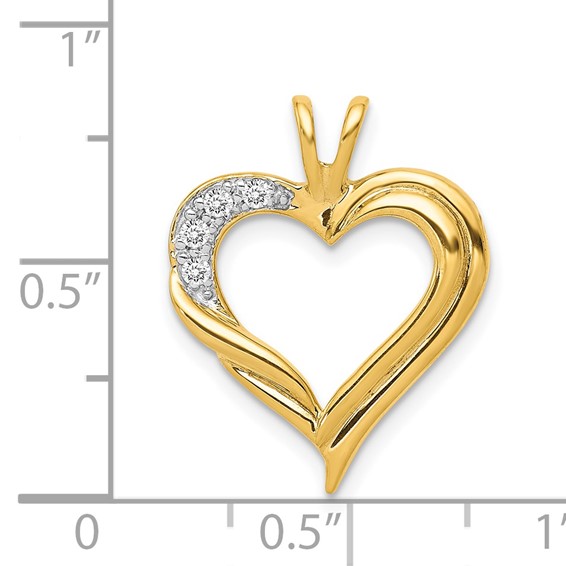 14k Holds 2-1.4mm/2-1.6mm Stones Heart Pendant Mounting