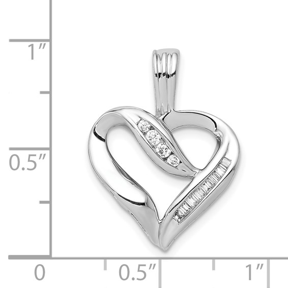 14k White Gold 1/8 carat Diamond Heart Pendant